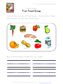 Fruit Food Group Worksheet Template