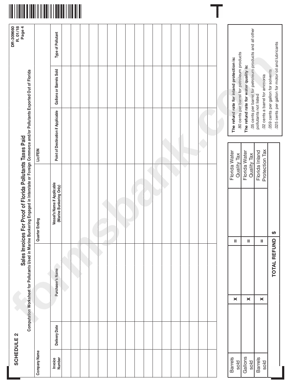 Form Dr-309660 - Application For Pollutants Tax Refund