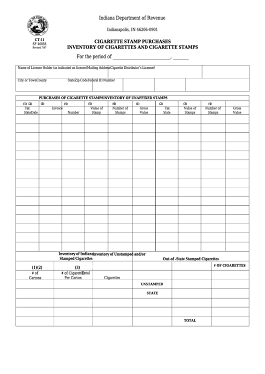 Fillable Form Ct-11 - Cigarette Stamp Purchases Inventory Of Cigarettes And Cigarette Stamps Printable pdf