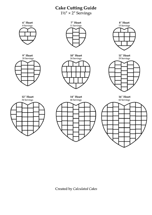 Heart Cutting Cake Serving Chart Printable pdf