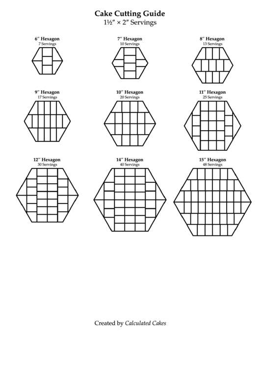 Hexagon Cutting Cake Serving Chart Printable pdf