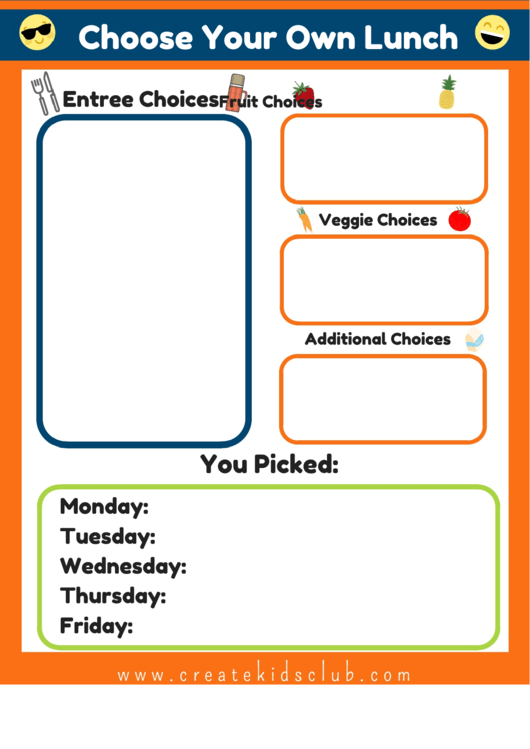 Choose Your Own Lunch Template