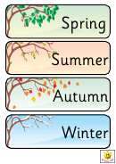 Four Seasons Word Cards Template - Regular, With Pictures Of Trees