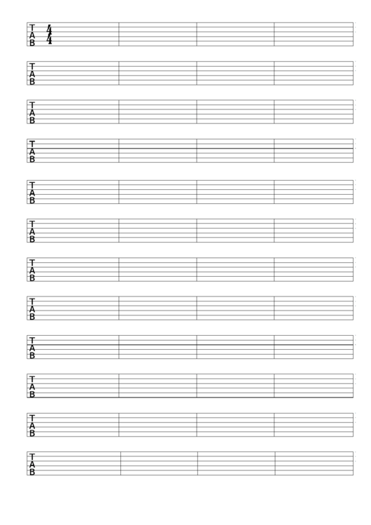 Blank Guitar Sheet Music For Tab Printable pdf