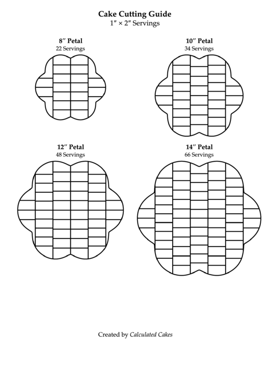 Petal (6-Petal) Cutting Cake Serving Chart Printable pdf