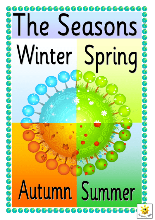 The Seasons Poster Template - Regular, With The Vector Illustration Of The Earth And Trees Printable pdf