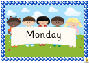 Months Word Cards Template - Regular, With Picture Of Happy Children Holding Poster On Nature Background