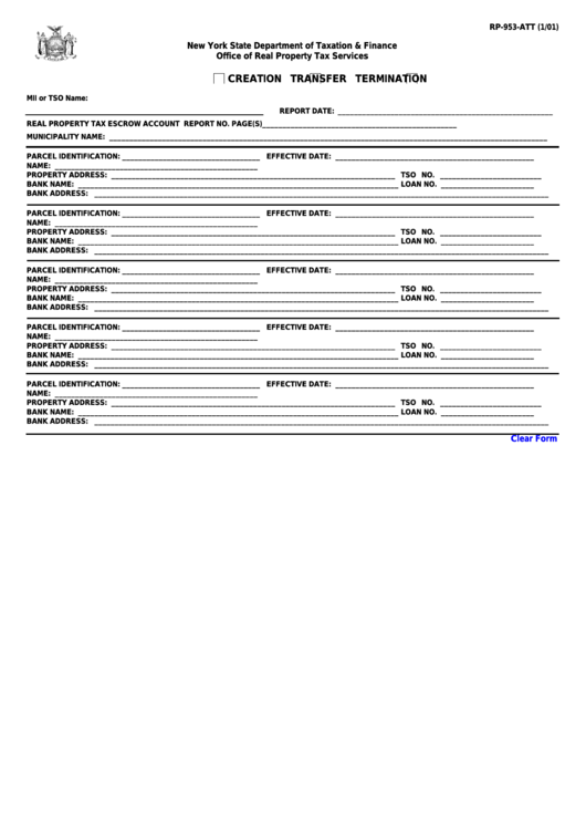 Fillable Form Rp-953-Att - Request For Mailing Of Duplicate Tax Bills Or Statements Of Unpaid Taxes To A Third Party Printable pdf