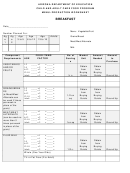 Breakfast Production Worksheet - Arizona Department Of Education Printable pdf