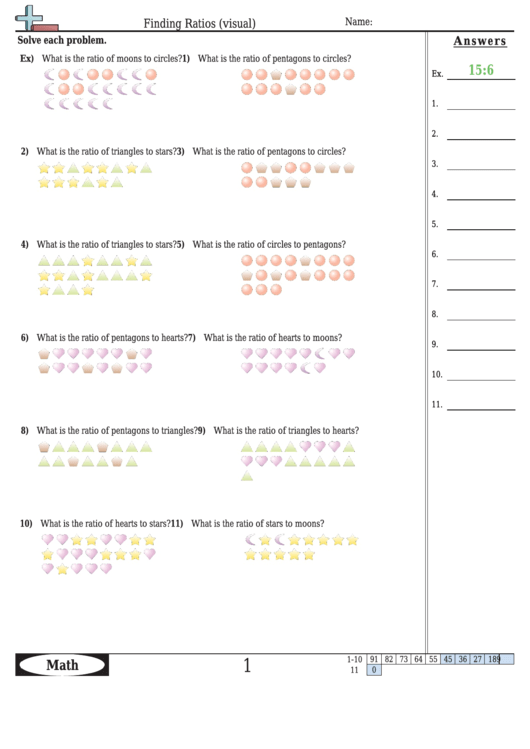 Finding Ratios (visual) Worksheet Template With Answer Key