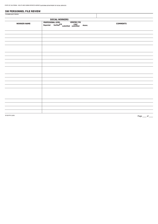 Fillable Form Sr 2b Pfr - Sw Personnel File Review Printable pdf