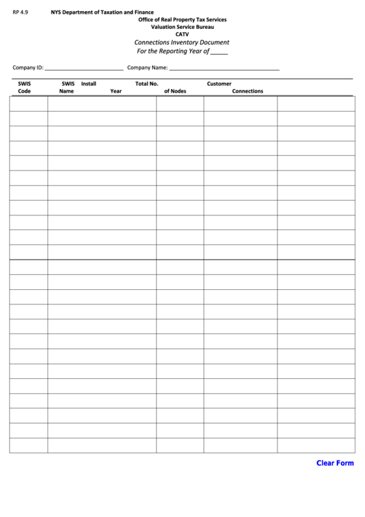 Fillable Form Rp 4.9 - Catv Connections Inventory Document Printable pdf