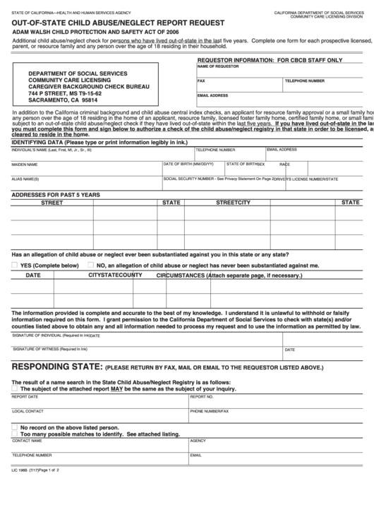 form abuse child neglect report state lic 198b request fillable pdf printable template