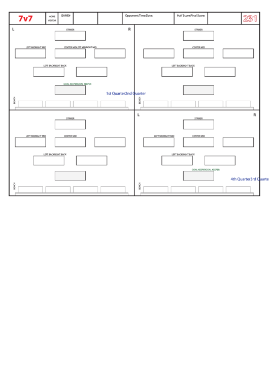 Soccer Formation Lineup Sheet 7v7 231 printable pdf download