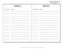 Need/want Checklist Template