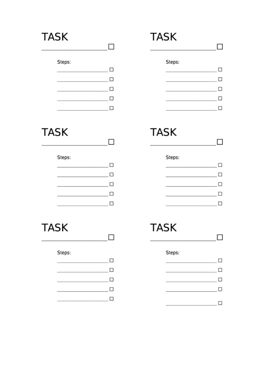 Task Checklist Template Printable pdf