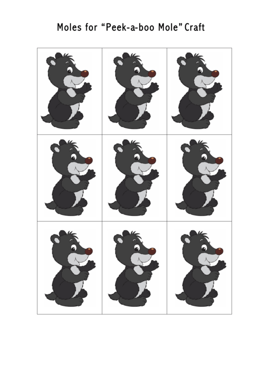 Moles For "Peek-A-Boo Mole" Craft Template Printable pdf