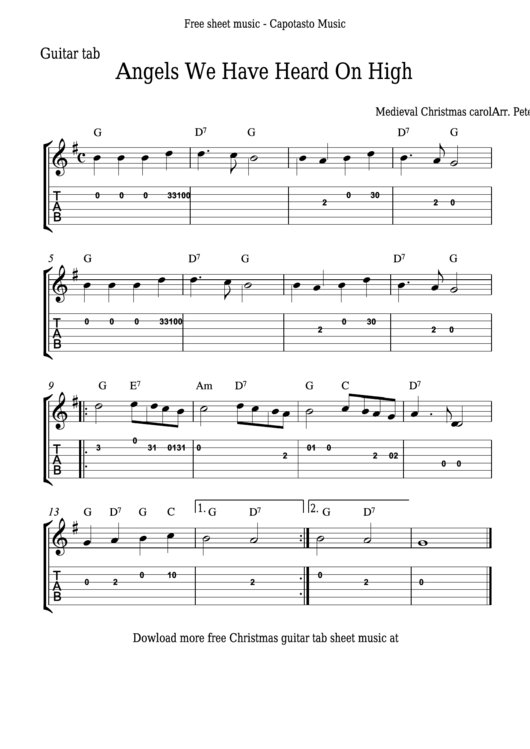 Peter Edvinsson - Angels We Have Heard On High Guitar Sheet Music Printable pdf