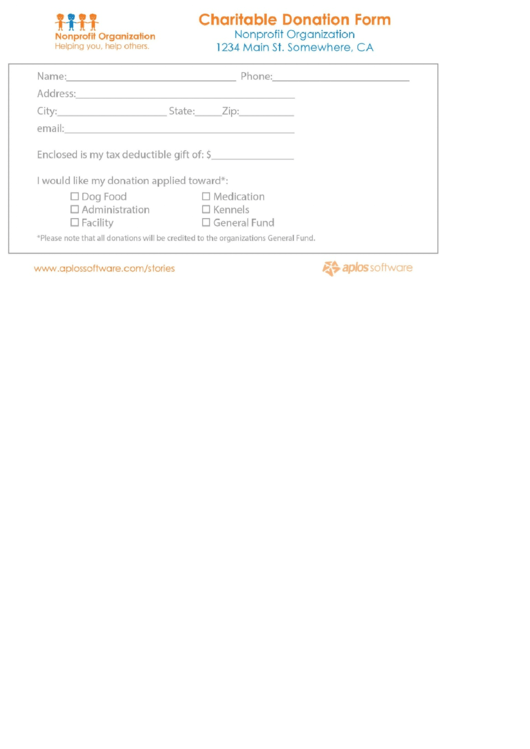 Charitable Donation Form Printable pdf