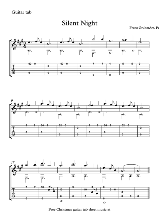 Peter Edvinsson - Silent Night Guitar Sheet Music Printable pdf