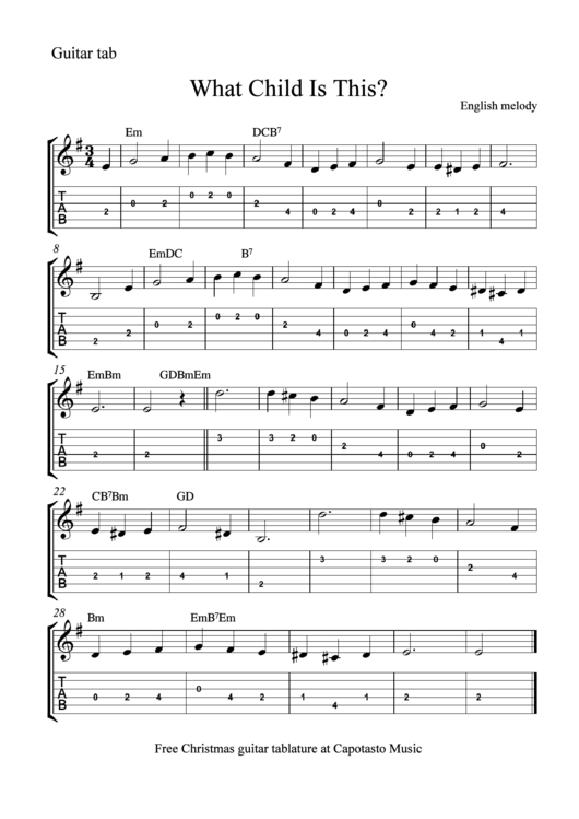 What Child Is This Guitar Sheet Music Printable pdf