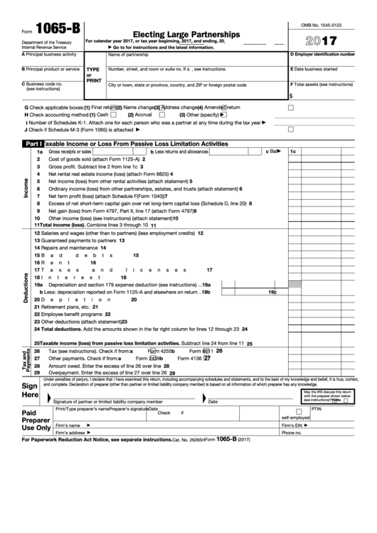 Form 1065-b - U.s. Return Of Income For Electing Large Partnerships - 2017