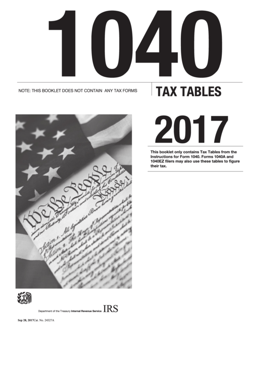 Form 1040 - Tax Tables - 2017 Printable pdf