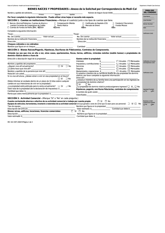Form Mc 322 - Bienes Raices Y Propiedades Printable pdf