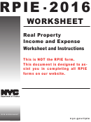 Form Rpie-2016 - Real Property Income And Expense Worksheet And Instructions