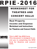 Form Rpie-2016 - Real Property Income And Expense Worksheet And Instructions For Theatres And Concert Halls