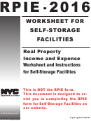Form Rpie-2016 - Real Property Income And Expense Worksheet And Instructions For Self-storage Facilities