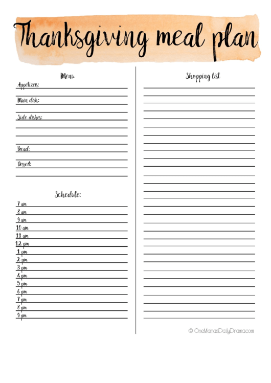 free printable thanksgiving meal planner