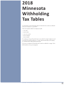 Minnesota Withholding Tax Tables - Minnesota Department Of Revenue - 2018
