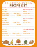 Thanksgiving Recipe List