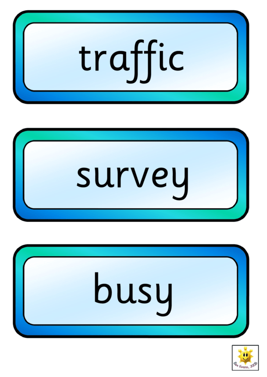 Cars And Traffic Word Card Template Printable pdf