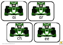 Green Racing Car Phonics Card Template Printable pdf
