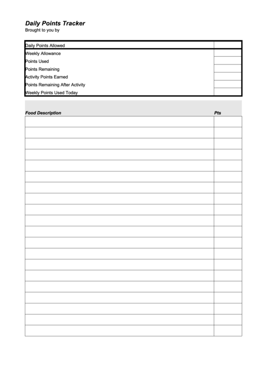 Daily Points Tracker Template