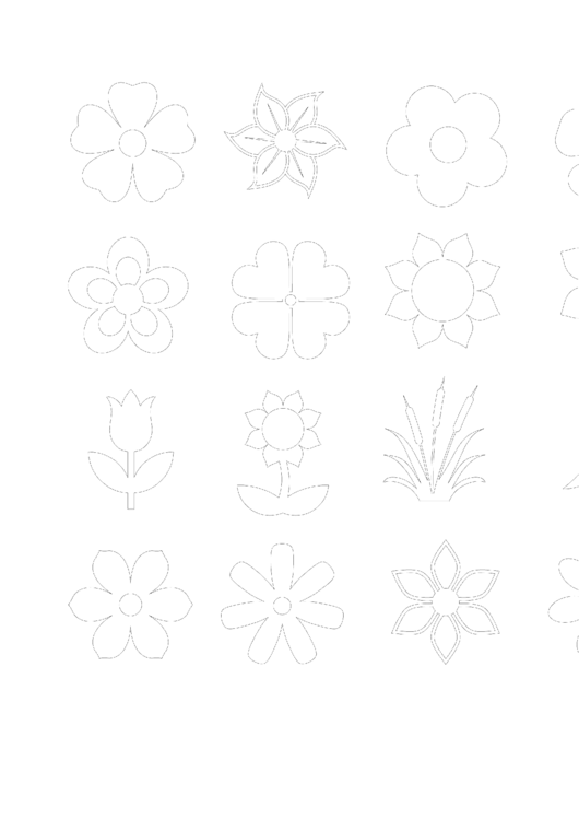 Flower Silhouette Vector Icons And Outline Templates Printable pdf
