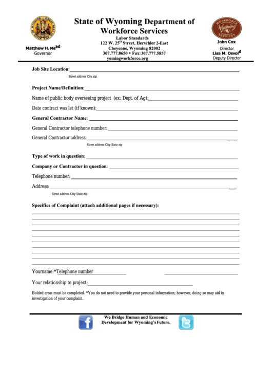 Residency Complaint Form Printable pdf