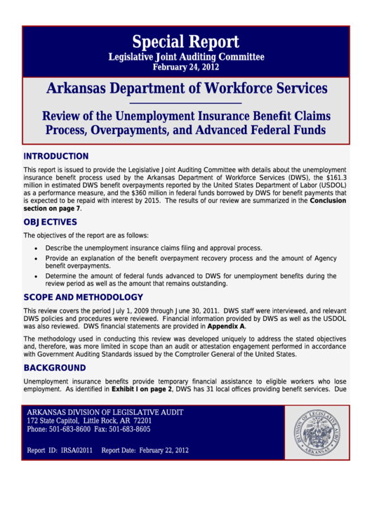Form Esd-Ark-501 - Application For Unemployment Insurance Benefits Printable pdf