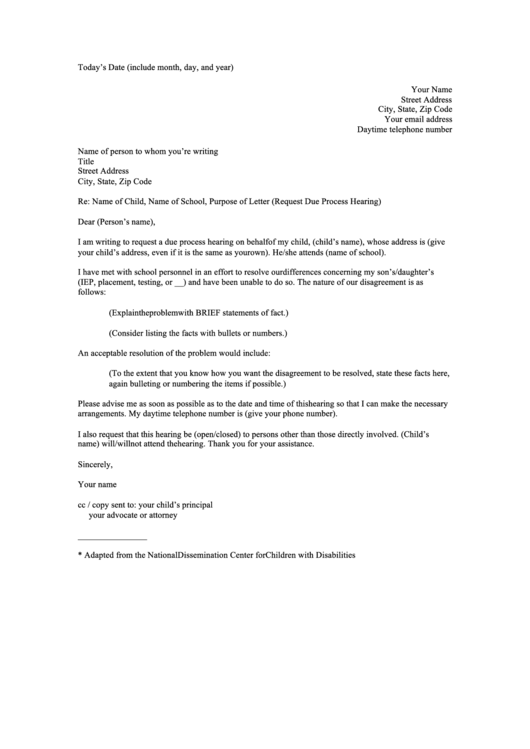Request For Hearing Sample Letter Printable pdf