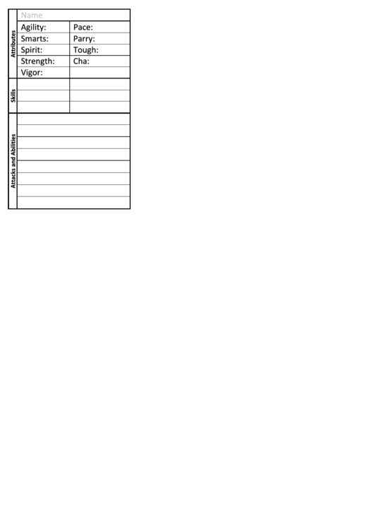 3x5 Npc Character Sheet Printable pdf