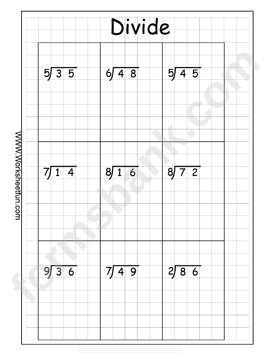 Divide Worksheet printable pdf download