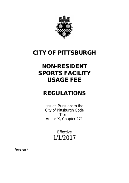 Non-Resident Sports Facility Usage Fee Regulations - City Of Pittsburgh - 2017 Printable pdf