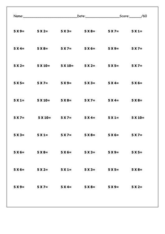 Top 30 Multiplying By 5 Worksheet Templates Free To Download In PDF Format