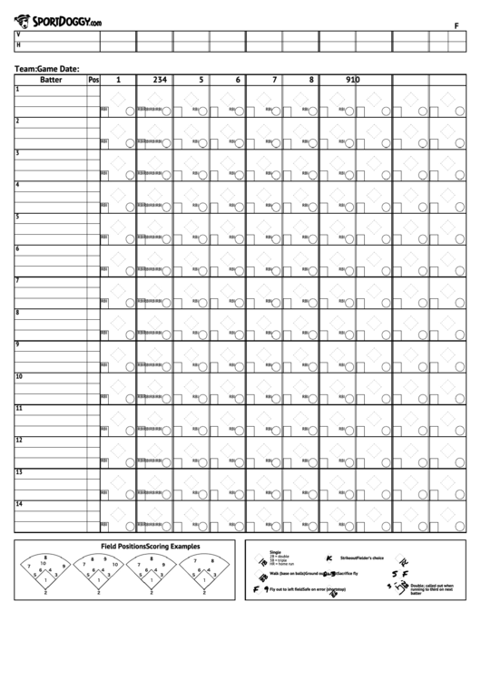 Softball Scoresheet Template printable pdf download