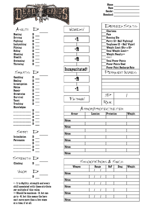 Dlr Charsheet Sheet With Disposition Field Printable pdf