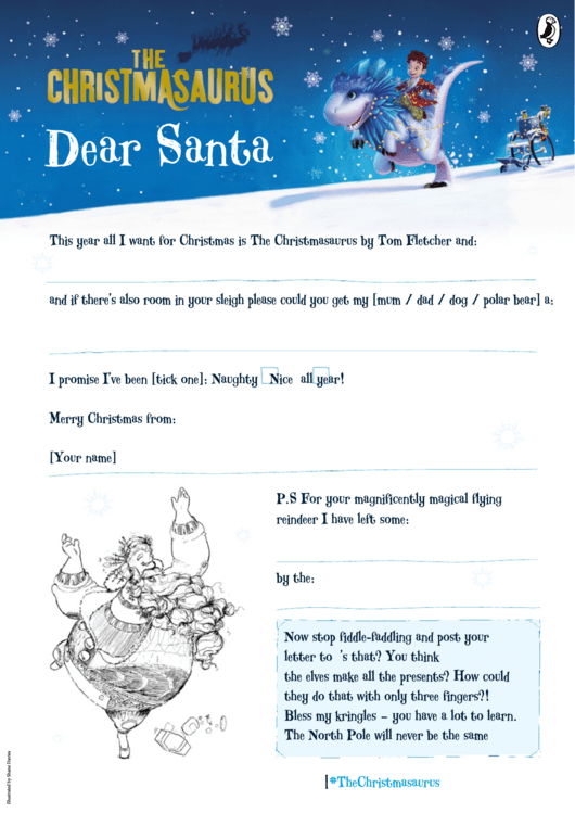 The Christmasaurus Santa Letter Template Printable pdf