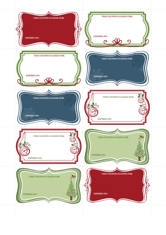 Multicolor Christmas Gift Coupons Template Printable pdf