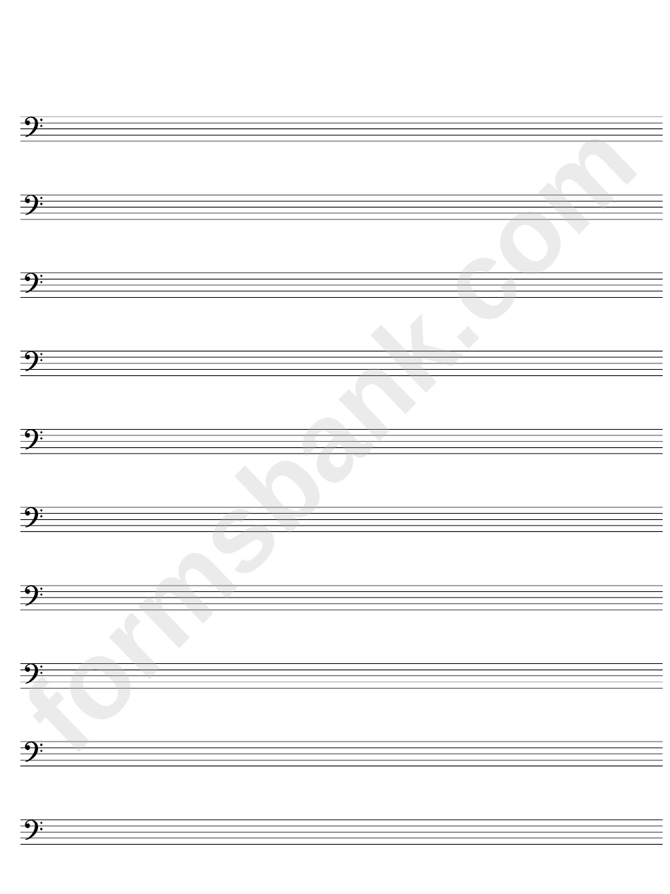 10-Stave With Bass Clef To One Page Sheet Music